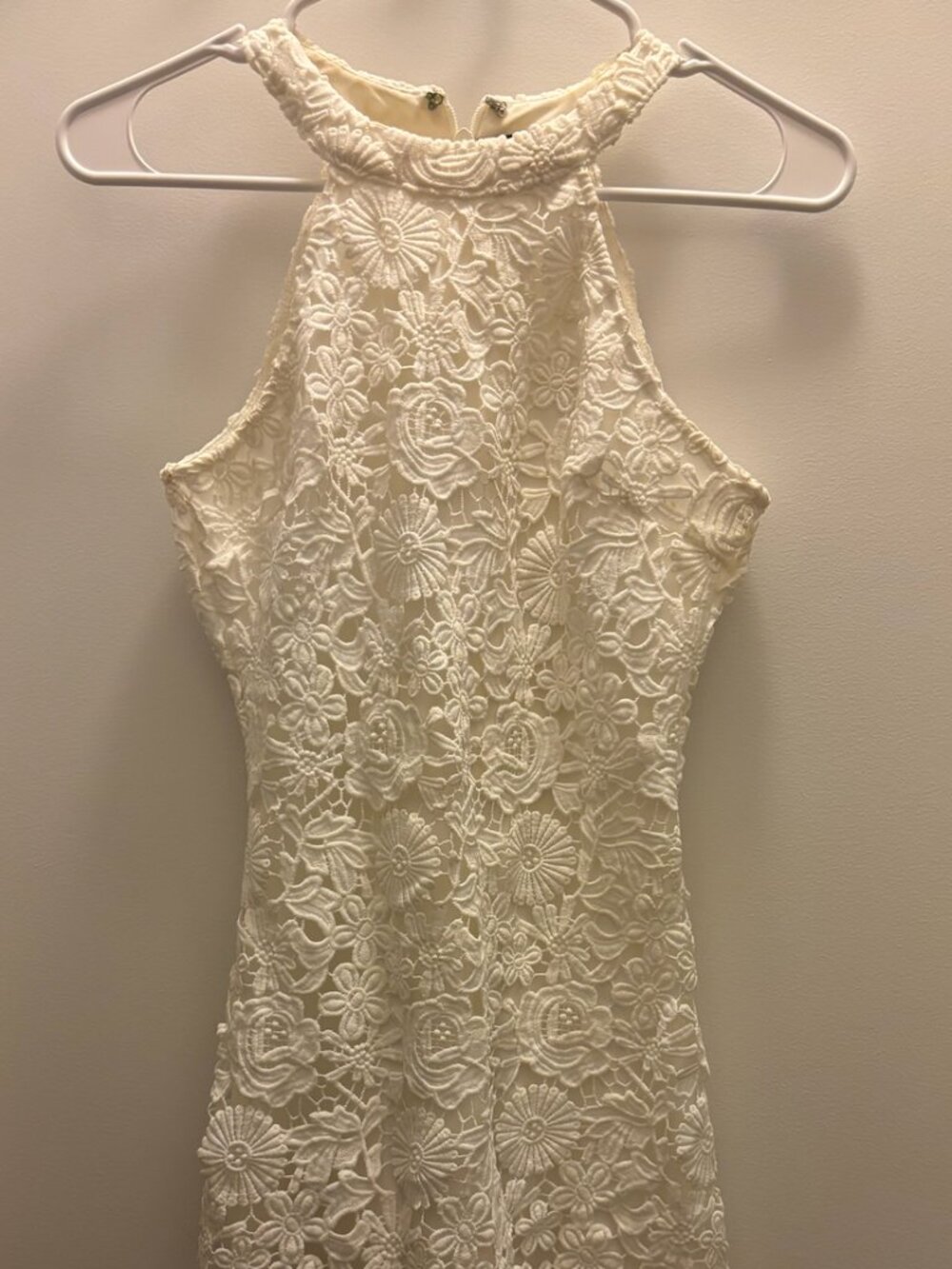 White Crochet Lace Halter Bodycon Mini Dress